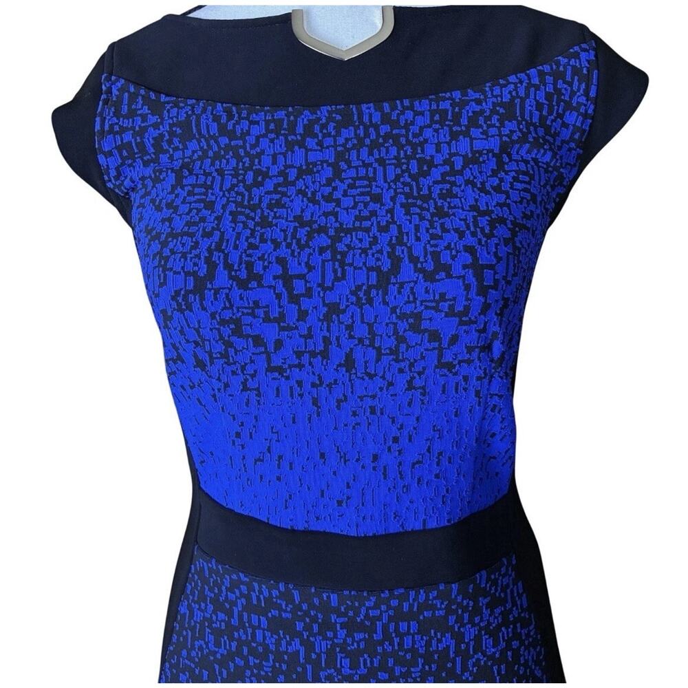 Joseph Ribkoff Blue Black Sheath Dress Structured Bodycon Career Chic Sz 4 - Picture 3 of 10
